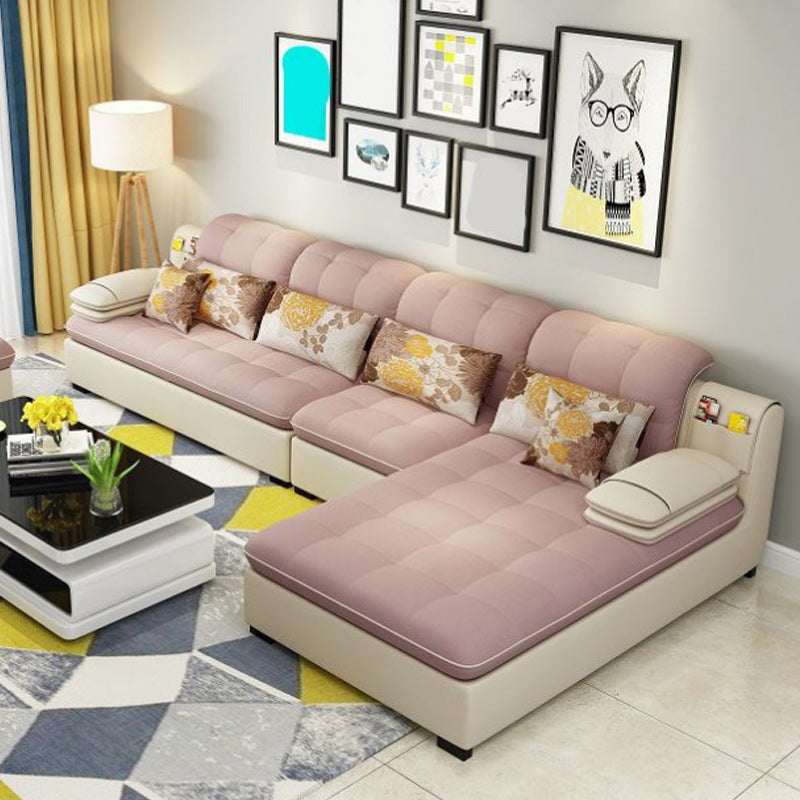 Divano in lino da fattoria con cantiera cuscino braccio a 4 posti