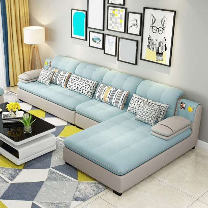 Divano in lino da fattoria con cantiera cuscino braccio a 4 posti