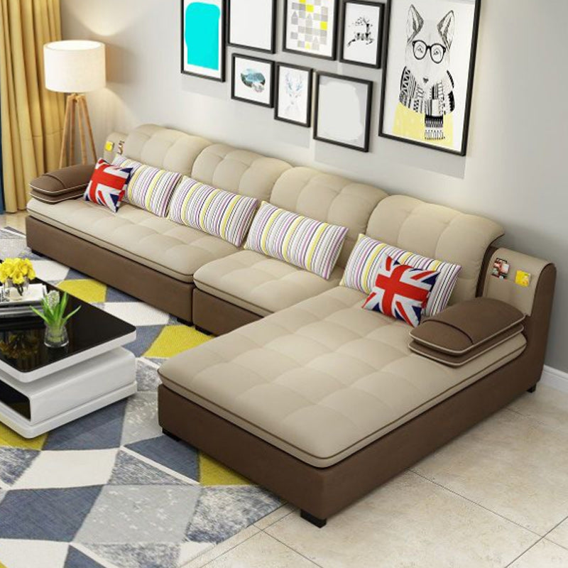 Divano in lino da fattoria con cantiera cuscino braccio a 4 posti