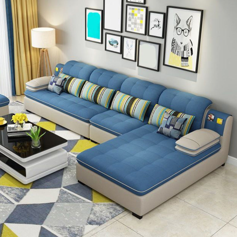 Divano in lino da fattoria con cantiera cuscino braccio a 4 posti