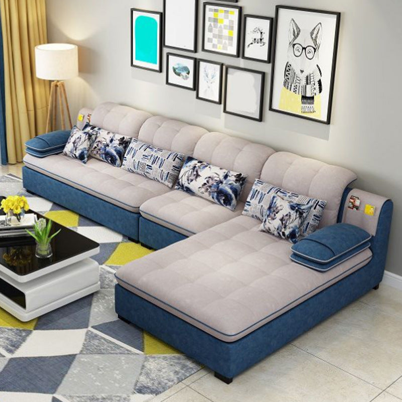 Divano in lino da fattoria con cantiera cuscino braccio a 4 posti