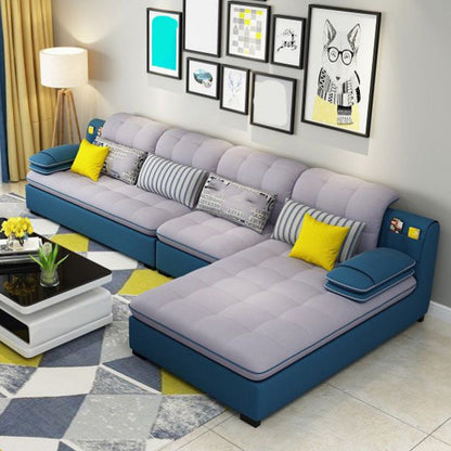 Divano in lino da fattoria con cantiera cuscino braccio a 4 posti