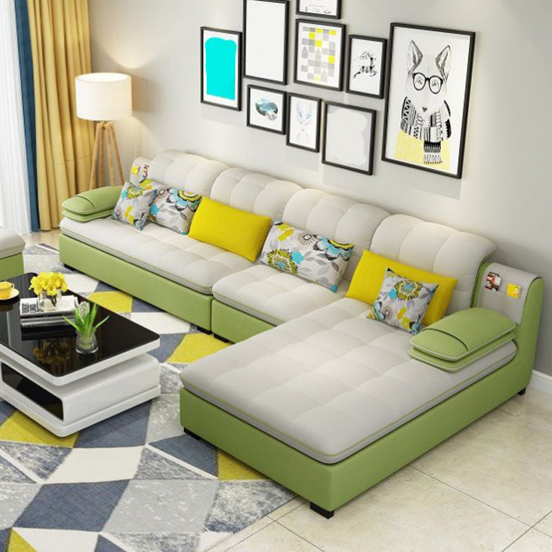 Divano in lino da fattoria con cantiera cuscino braccio a 4 posti