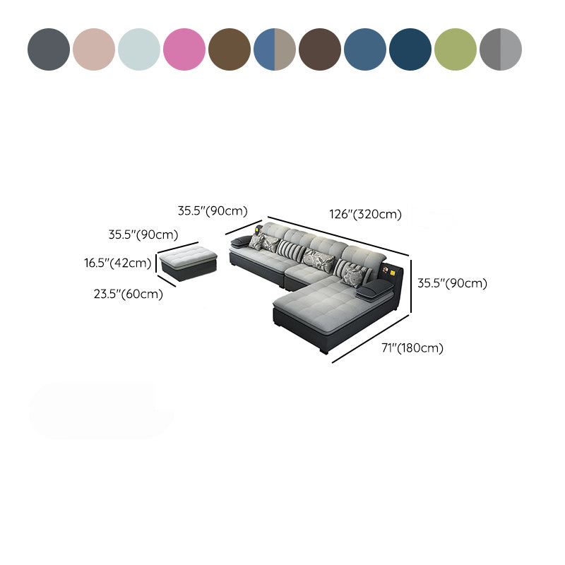 Divano in lino da fattoria con cantiera cuscino braccio a 4 posti