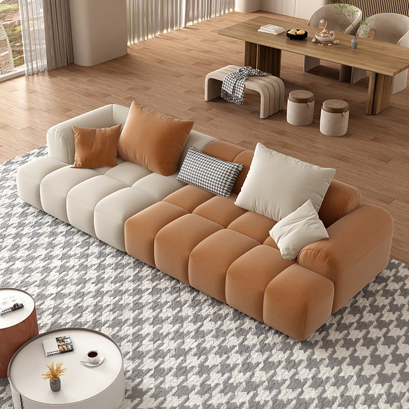 Eingebrauchtes Armsofa zeitgenössischer L -Kunstleder -Sofa mit Kissen