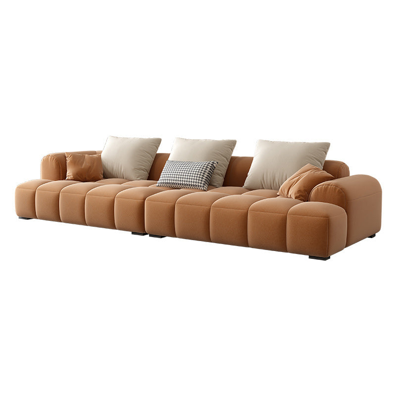 Eingebrauchtes Armsofa zeitgenössischer L -Kunstleder -Sofa mit Kissen