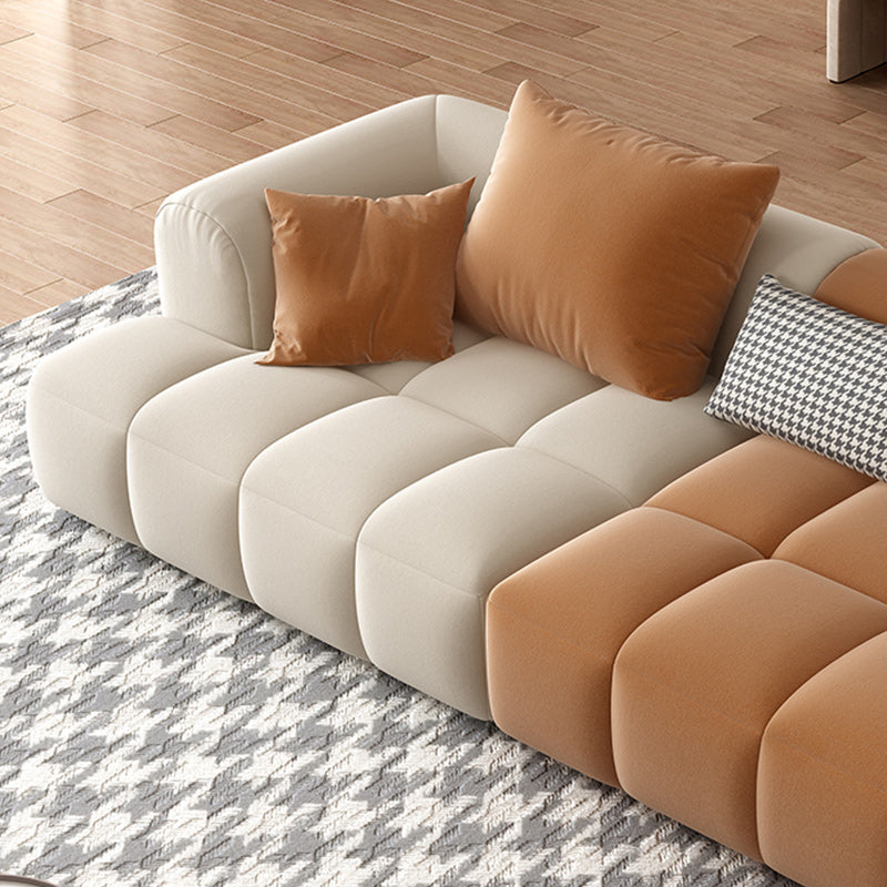 Eingebrauchtes Armsofa zeitgenössischer L -Kunstleder -Sofa mit Kissen