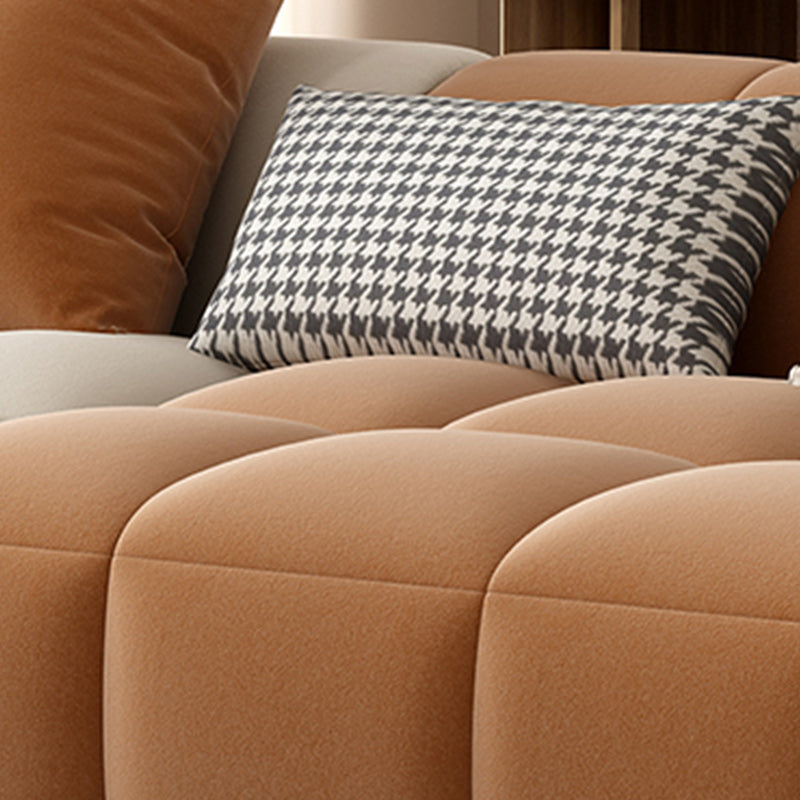 Eingebrauchtes Armsofa zeitgenössischer L -Kunstleder -Sofa mit Kissen