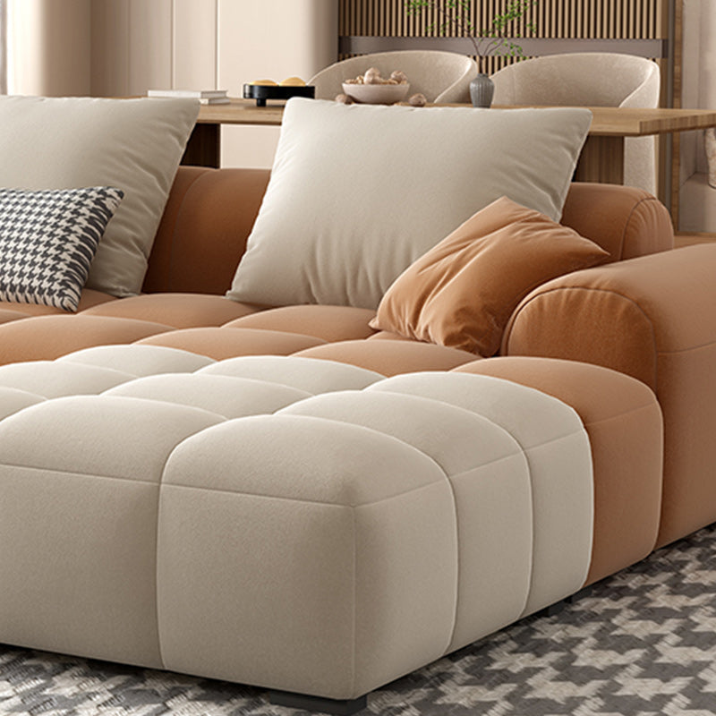 Eingebrauchtes Armsofa zeitgenössischer L -Kunstleder -Sofa mit Kissen