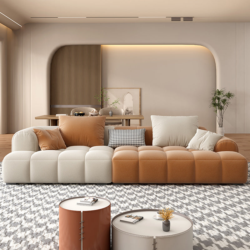 Eingebrauchtes Armsofa zeitgenössischer L -Kunstleder -Sofa mit Kissen