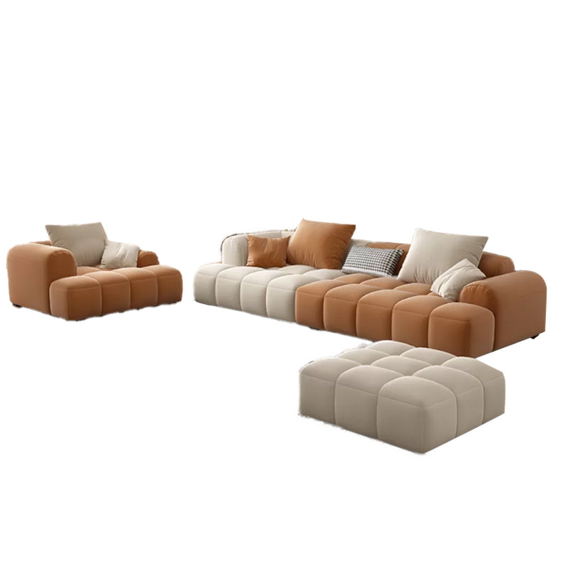 Eingebrauchtes Armsofa zeitgenössischer L -Kunstleder -Sofa mit Kissen