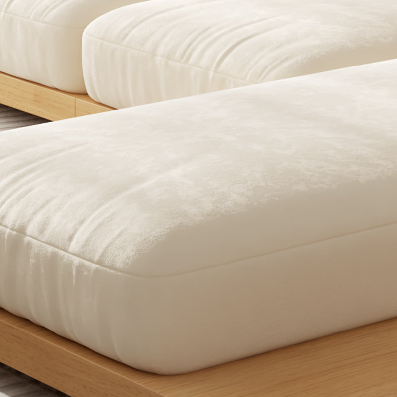 Divano sezionale di velluto contemporaneo con cuscini posteriori e braccia quadrate