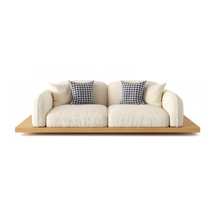 Divano sezionale di velluto contemporaneo con cuscini posteriori e braccia quadrate