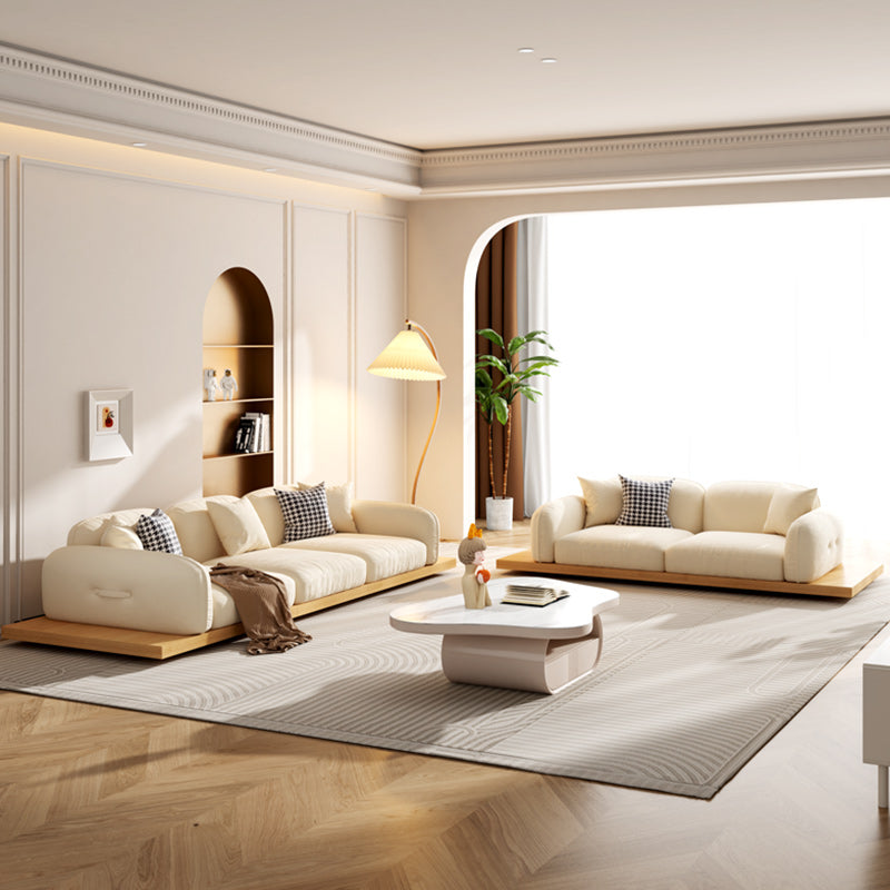 Divano sezionale di velluto contemporaneo con cuscini posteriori e braccia quadrate