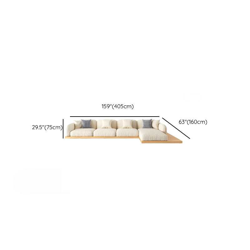 Divano sezionale di velluto contemporaneo con cuscini posteriori e braccia quadrate