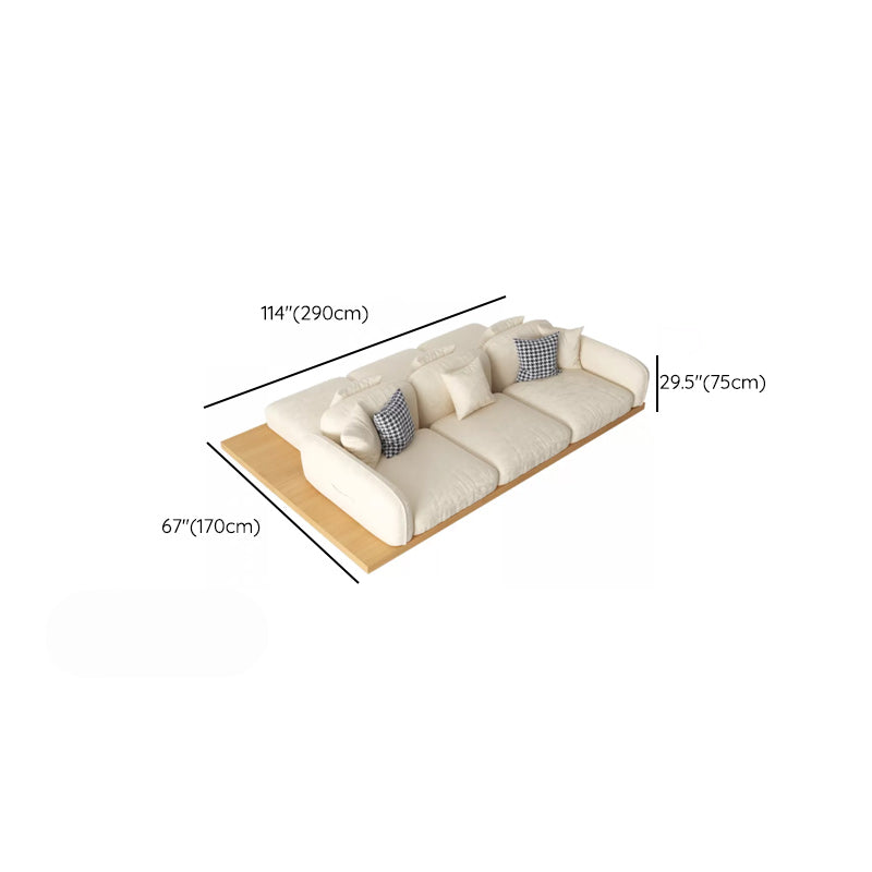 Divano sezionale di velluto contemporaneo con cuscini posteriori e braccia quadrate