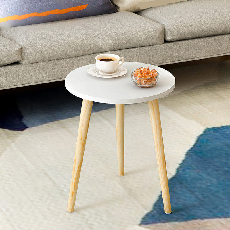 Contemporary Wooden Single Coffee Table 3 Legs Round Cocktail Table 14"L x 14"W x 16.5"H White Shelf Not Included Clearhalo 'Coffee & Accent Tables' 'Coffee Tables' 'coffee_tables' 'furn' 'furn_coffee_tables' 'Furniture' 'Living Room Furniture' 6671114