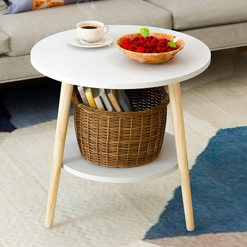 Contemporary Wooden Single Coffee Table 3 Legs Round Cocktail Table 19.7"L x 19.7"W x 19.7"H White 1 Clearhalo 'Coffee & Accent Tables' 'Coffee Tables' 'coffee_tables' 'furn' 'furn_coffee_tables' 'Furniture' 'Living Room Furniture' 6671115