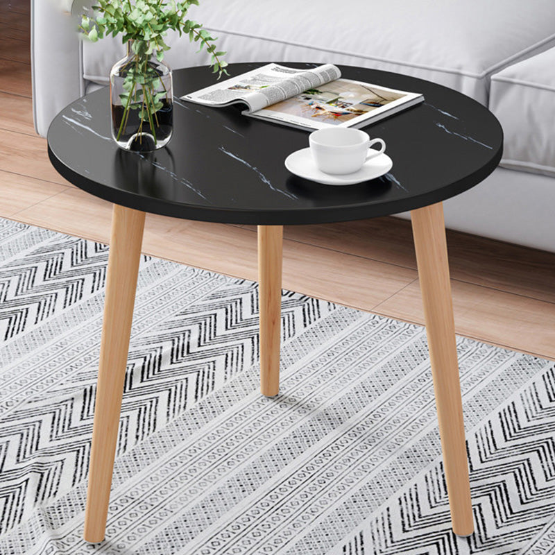 Contemporary Wooden Single Coffee Table 3 Legs Round Cocktail Table 19.7"L x 19.7"W x 19.7"H Black Shelf Not Included Clearhalo 'Coffee & Accent Tables' 'Coffee Tables' 'coffee_tables' 'furn' 'furn_coffee_tables' 'Furniture' 'Living Room Furniture' 6671119