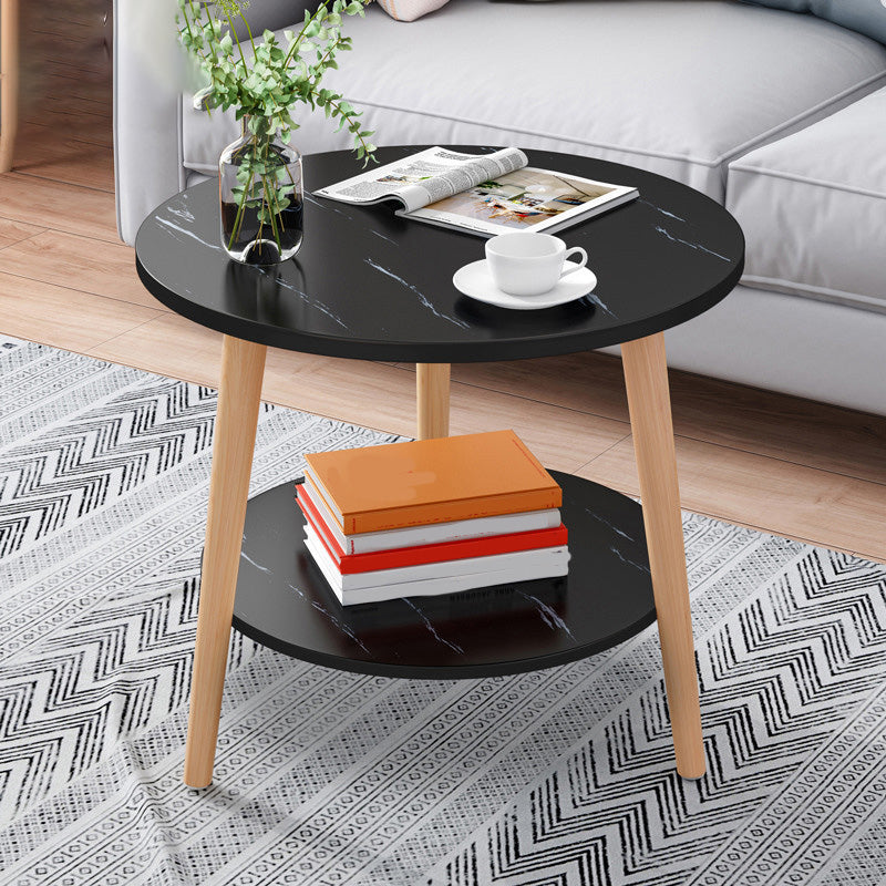 Contemporary Wooden Single Coffee Table 3 Legs Round Cocktail Table 19.7"L x 19.7"W x 19.7"H Black 1 Clearhalo 'Coffee & Accent Tables' 'Coffee Tables' 'coffee_tables' 'furn' 'furn_coffee_tables' 'Furniture' 'Living Room Furniture' 6671121
