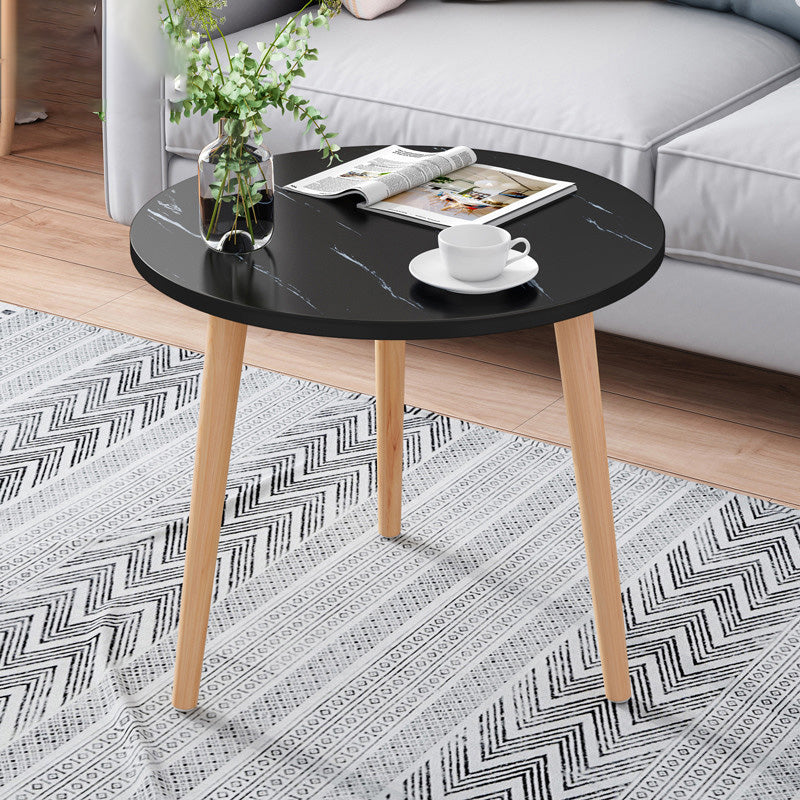 Contemporary Wooden Single Coffee Table 3 Legs Round Cocktail Table 16"L x 16"W x 16.5"H Black Shelf Not Included Clearhalo 'Coffee & Accent Tables' 'Coffee Tables' 'coffee_tables' 'furn' 'furn_coffee_tables' 'Furniture' 'Living Room Furniture' 6671125