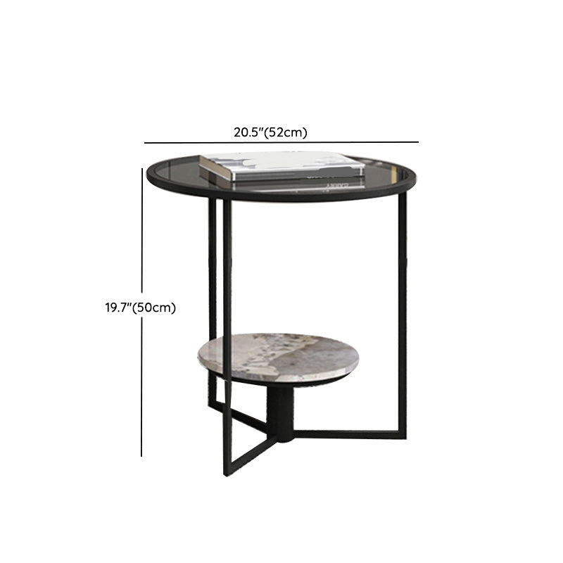 Contemporary Coffee Table Round Glass Top Cocktail Table with Storage Clearhalo 'Coffee & Accent Tables' 'Coffee Tables' 'coffee_tables' 'furn' 'furn_coffee_tables' 'Furniture' 'Living Room Furniture' 6671152