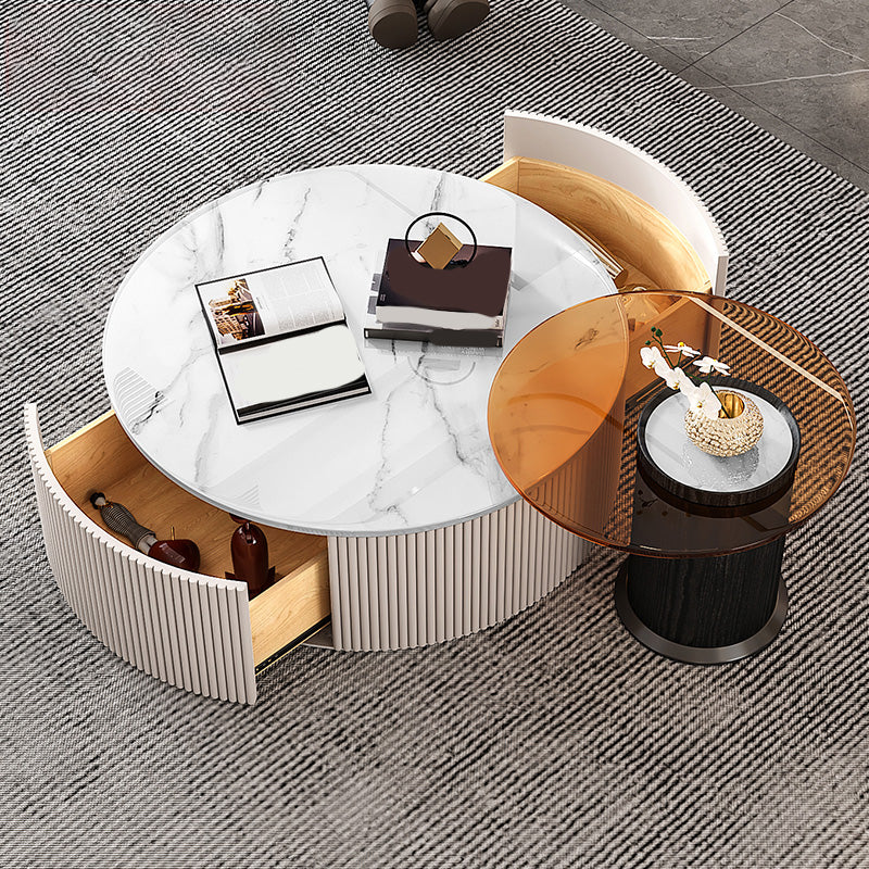 Tavolino da caffè rotondo moderno, set di tavolini da caffè a incastro per soggiorno