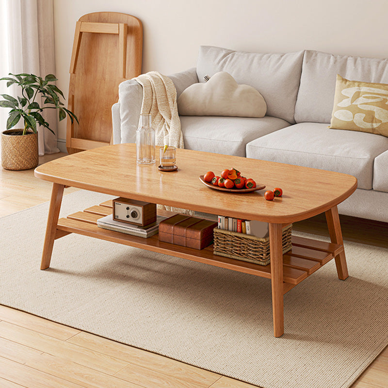 Contemporary Wooden Single Coffee Table 4 Legs Folding Cocktail Table with Storage Shelf Clearhalo 'Coffee & Accent Tables' 'Coffee Tables' 'coffee_tables' 'furn' 'furn_coffee_tables' 'Furniture' 'Living Room Furniture' 6671208