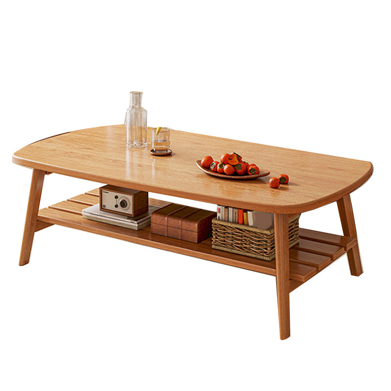 Contemporary Wooden Single Coffee Table 4 Legs Folding Cocktail Table with Storage Shelf Clearhalo 'Coffee & Accent Tables' 'Coffee Tables' 'coffee_tables' 'furn' 'furn_coffee_tables' 'Furniture' 'Living Room Furniture' 6671211