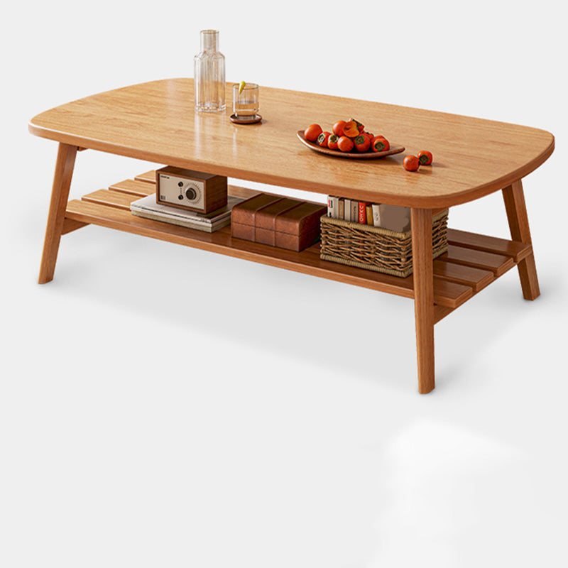 Contemporary Wooden Single Coffee Table 4 Legs Folding Cocktail Table with Storage Shelf Clearhalo 'Coffee & Accent Tables' 'Coffee Tables' 'coffee_tables' 'furn' 'furn_coffee_tables' 'Furniture' 'Living Room Furniture' 6671217