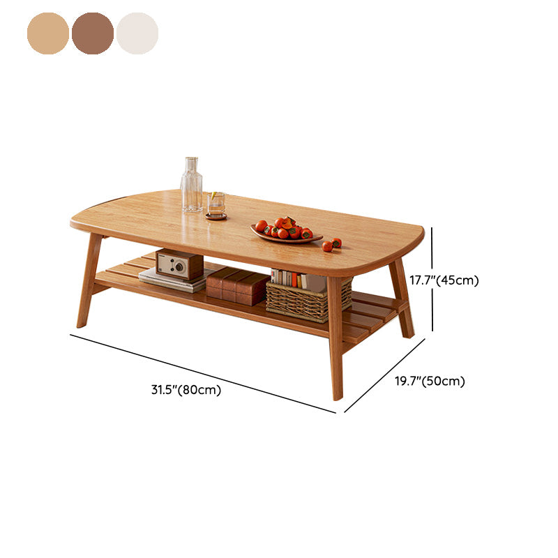 Contemporary Wooden Single Coffee Table 4 Legs Folding Cocktail Table with Storage Shelf Clearhalo 'Coffee & Accent Tables' 'Coffee Tables' 'coffee_tables' 'furn' 'furn_coffee_tables' 'Furniture' 'Living Room Furniture' 6671218
