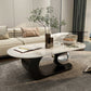 14"H Glam Coffee Table Slate Oval Pedestal Coffee Cocktail Table