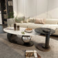 14"H Glam Coffee Table Slate Oval Pedestal Coffee Cocktail Table