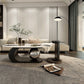 14"H Glam Coffee Table Slate Oval Pedestal Coffee Cocktail Table