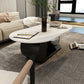 14"H Glam Coffee Table Slate Oval Pedestal Coffee Cocktail Table