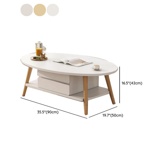 Contemporary Wooden Single Coffee Table 4 Legs Cocktail Table