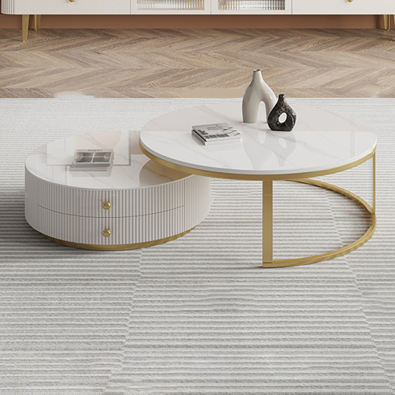 Frame Nesting Coffee Table Set Slate Glam Coffee Table with Drawers Clearhalo 'Coffee & Accent Tables' 'Coffee Tables' 'coffee_tables' 'furn' 'furn_coffee_tables' 'Furniture' 'Living Room Furniture' 6671345