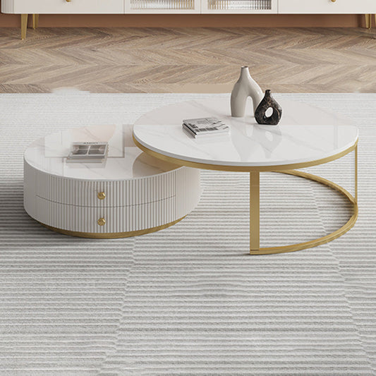 Frame Nesting Coffee Table Set Slate Glam Coffee Table with Drawers