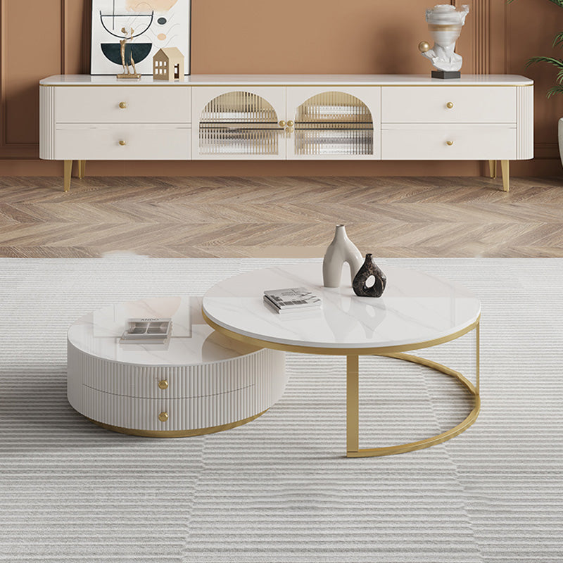 Frame Nesting Coffee Table Set Slate Glam Coffee Table with Drawers Clearhalo 'Coffee & Accent Tables' 'Coffee Tables' 'coffee_tables' 'furn' 'furn_coffee_tables' 'Furniture' 'Living Room Furniture' 6671346