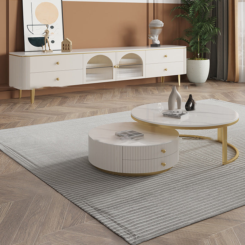 Frame Nesting Coffee Table Set Slate Glam Coffee Table with Drawers Clearhalo 'Coffee & Accent Tables' 'Coffee Tables' 'coffee_tables' 'furn' 'furn_coffee_tables' 'Furniture' 'Living Room Furniture' 6671347