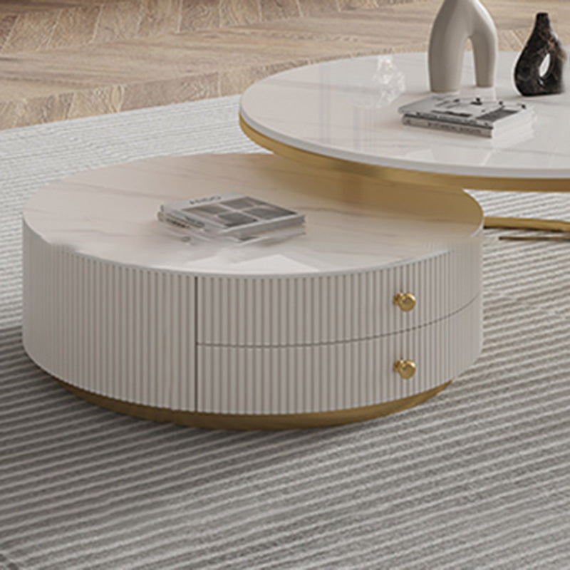 Frame Nesting Coffee Table Set Slate Glam Coffee Table with Drawers Clearhalo 'Coffee & Accent Tables' 'Coffee Tables' 'coffee_tables' 'furn' 'furn_coffee_tables' 'Furniture' 'Living Room Furniture' 6671350