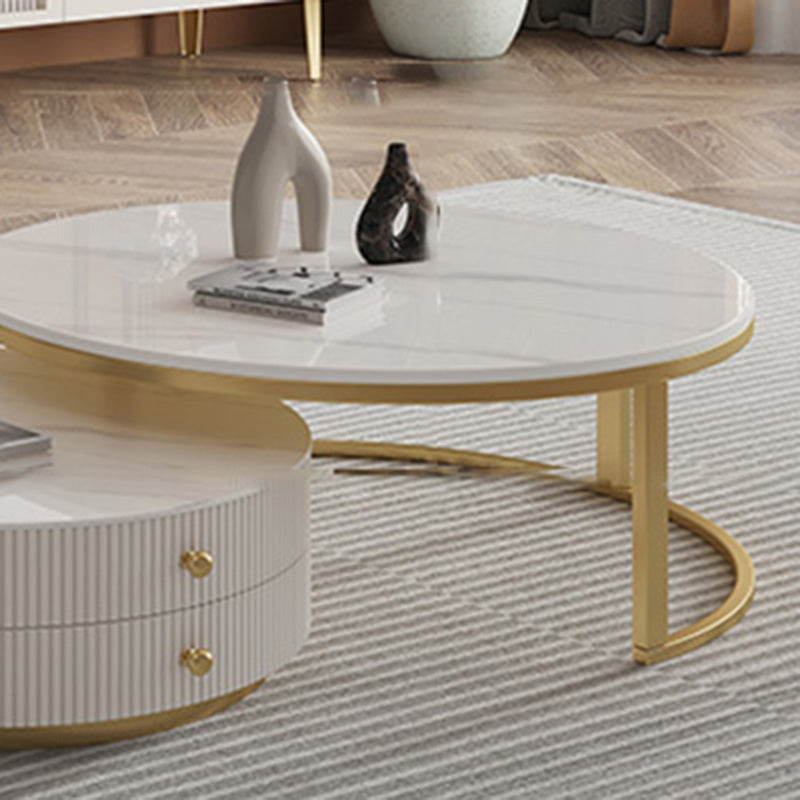 Frame Nesting Coffee Table Set Slate Glam Coffee Table with Drawers Clearhalo 'Coffee & Accent Tables' 'Coffee Tables' 'coffee_tables' 'furn' 'furn_coffee_tables' 'Furniture' 'Living Room Furniture' 6671351