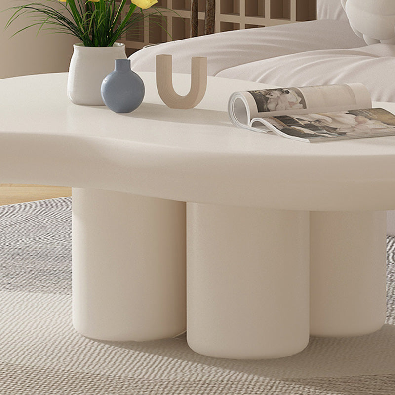 Modern Wooden Free Form Top Coffee Table 4 Legs Cocktail Table