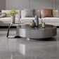 Modern Gray Cocktail Table Round Glass /  Slate Coffee Table