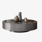 Modern Gray Cocktail Table Round Glass /  Slate Coffee Table