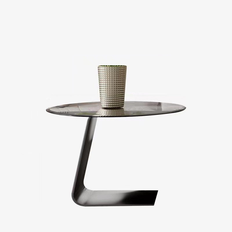 Modern Gray Cocktail Table Round Glass /  Slate Coffee Table