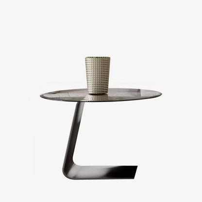 Modern Gray Cocktail Table Round Glass /  Slate Coffee Table