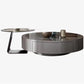 Modern Gray Cocktail Table Round Glass /  Slate Coffee Table