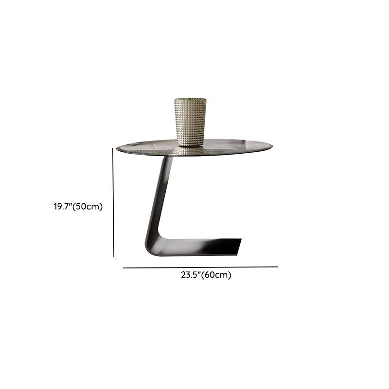 Modern Gray Cocktail Table Round Glass /  Slate Coffee Table