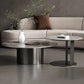 Modern Round Slate Cocktail Table Stainless Steel Pedestal Coffee Table Black Clearhalo 'Coffee & Accent Tables' 'Coffee Tables' 'coffee_tables' 'furn' 'furn_coffee_tables' 'Furniture' 'Living Room Furniture' 6671449